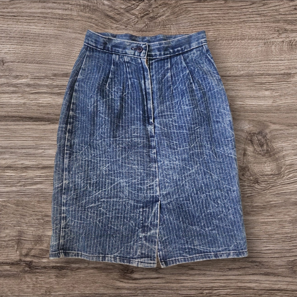 Vintage Made in USA Denim Skirt Striped Size S - Picture 2 of 7